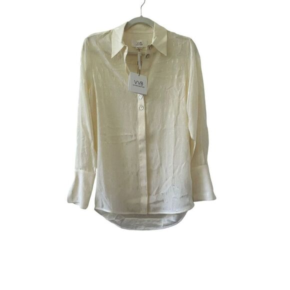 Victoria Beckham Women’s Cream Long Sleeve Pullover Shirt Size 2 - Picture 1 of 6